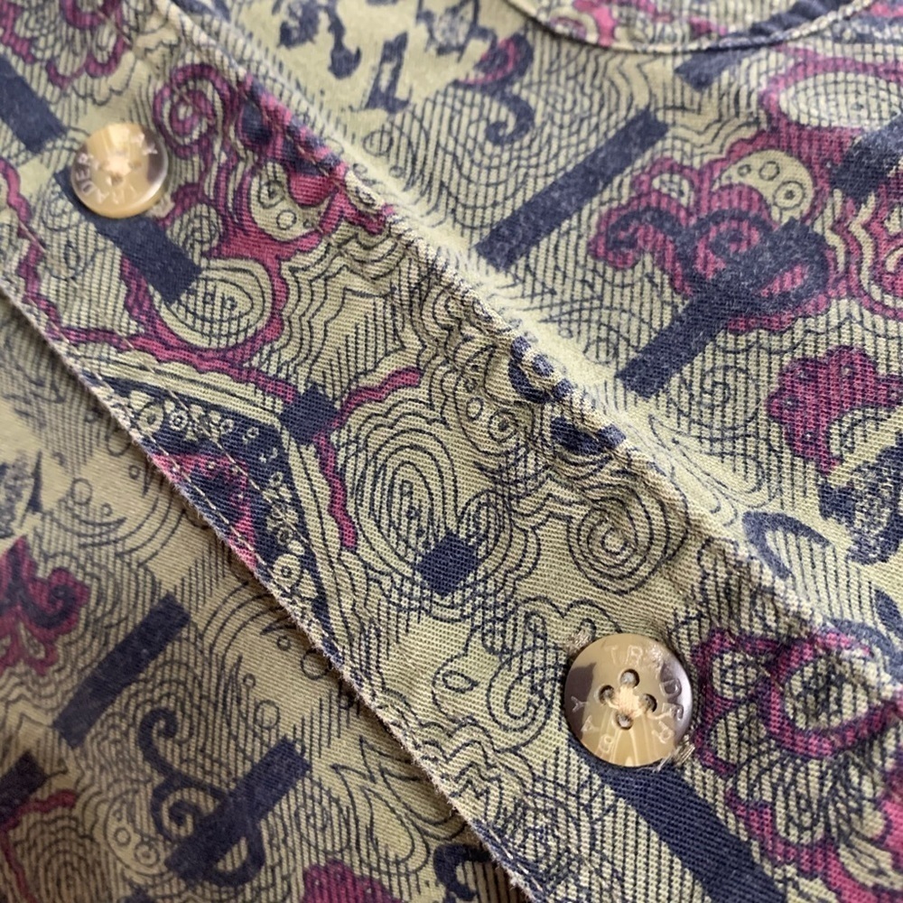 Trader Bay Button Front Mix Print Regal Long Slee… - image 4